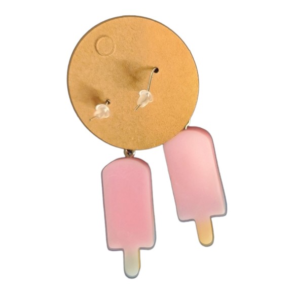 Popsicle Earrings with Wire Hook Blue and Pink: A Sweet Treat for Fashion Lovers - Picture 3 of 3